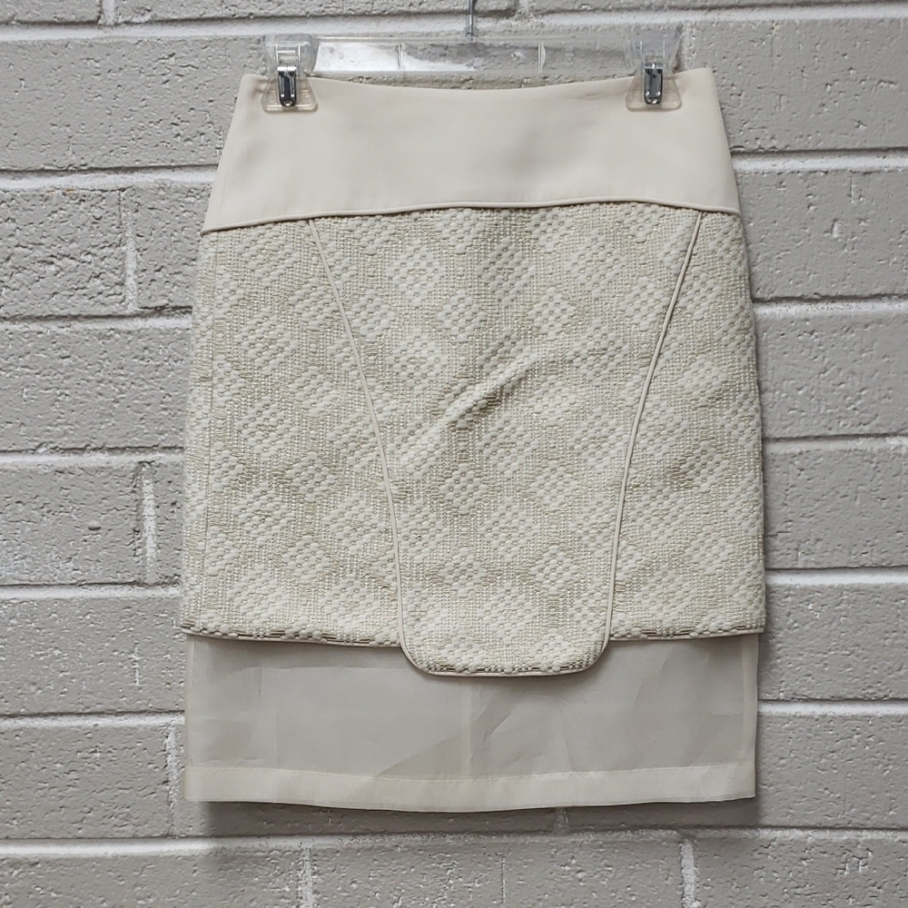3/$20 Cream Textured Panel Pencil Skirt
